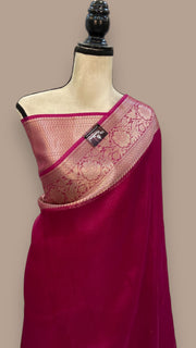 Magenta Pure Kora Handloom Banarasi Saree - The Handlooms