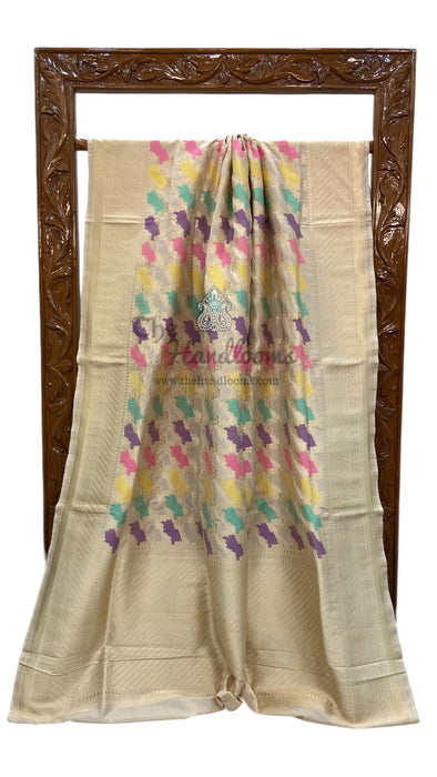 Pure Katan Silk Banarasi Handloom Saree - All over Jaal work with Meenakari