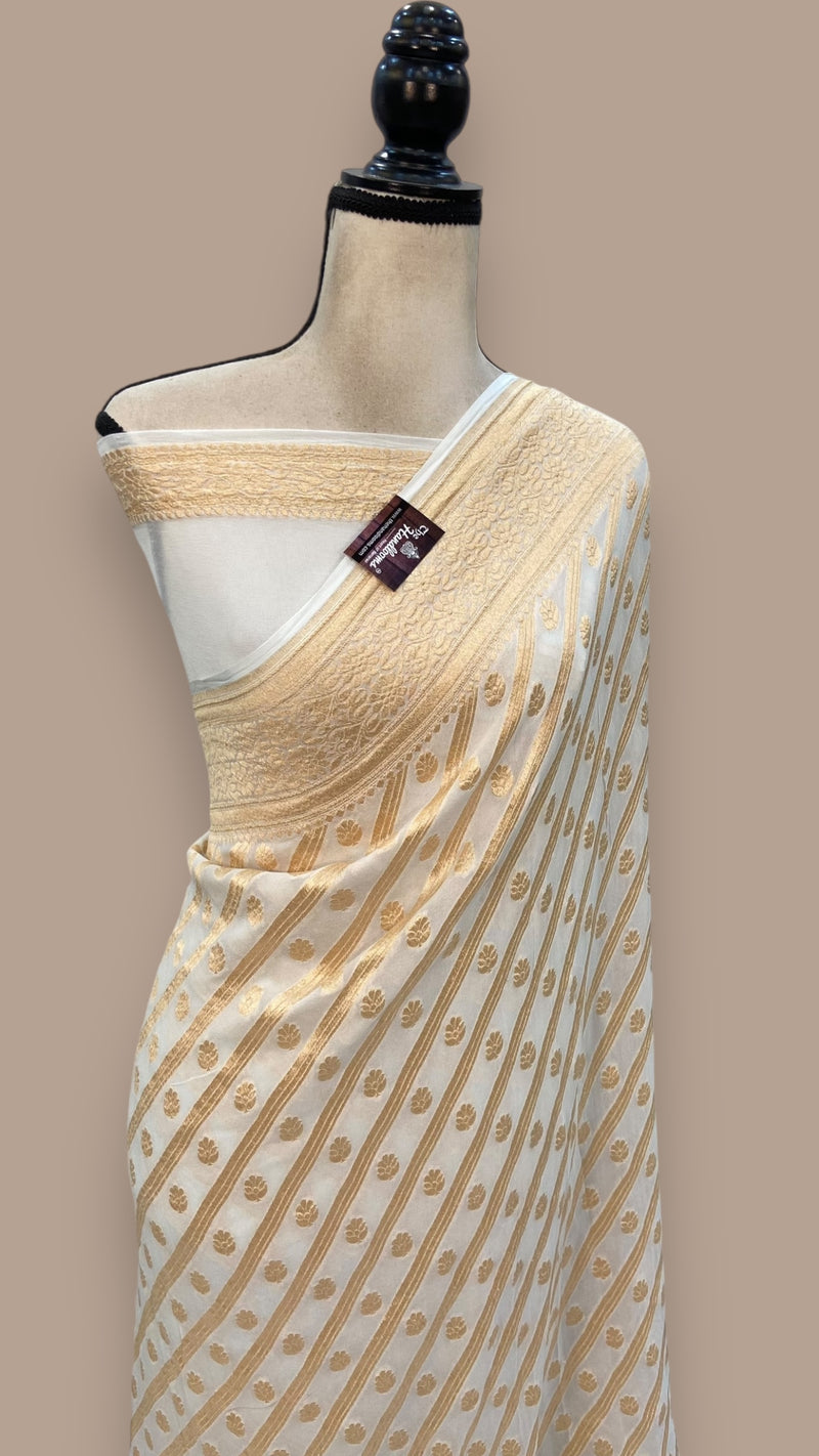 Khaddi Georgette Banarasi Saree - Gold zari - The Handlooms