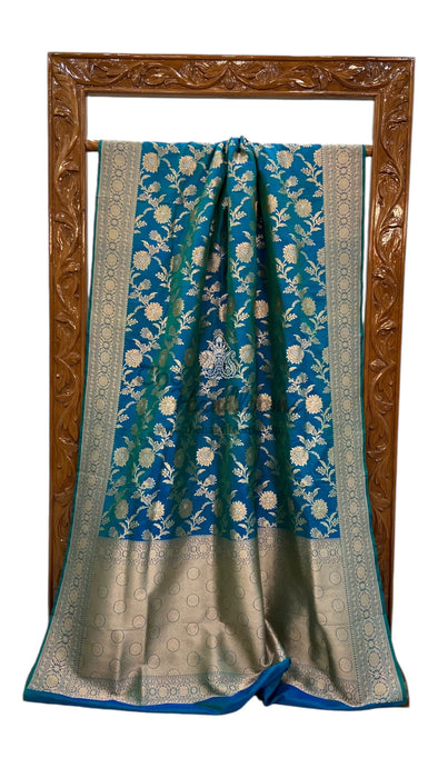 Pure Katan Silk Banarasi Handloom Saree - All over Jaal work with Meenakari