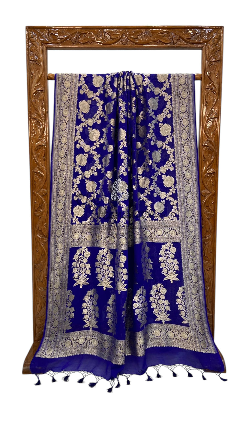 Khaddi Georgette Handloom Banarasi Saree - The Handlooms