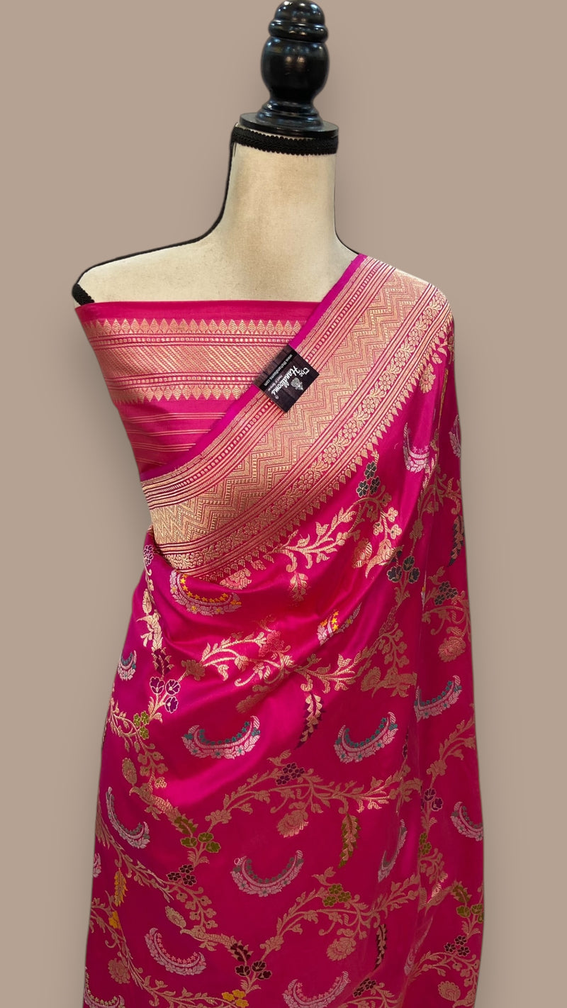 Ektara Pure Katan Silk Banarasi Handloom Saree - All over kadiyal Jaal work - The Handlooms