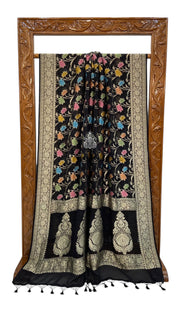 Khaddi Georgette Handloom Banarasi Saree - All over Jaal Work With Meenakari - The Handlooms