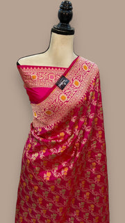 Pure Katan Silk Banarasi Handloom Saree - All over Jaal work - With Meenakari - The Handlooms