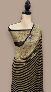 Pure Khaddi Georgette Banarasi Saree -  Gold zari - The Handlooms
