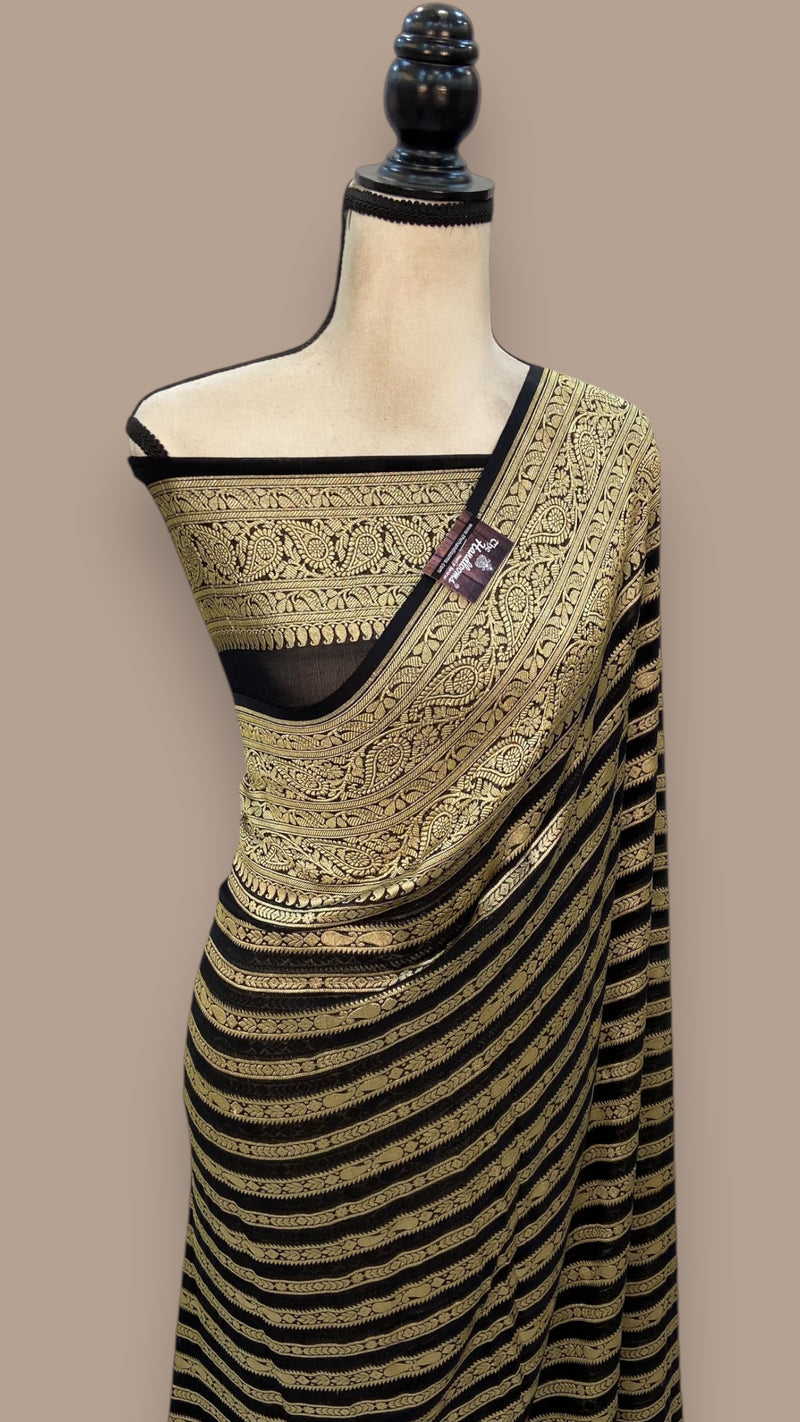 Pure Khaddi Georgette Banarasi Saree -  Gold zari - The Handlooms