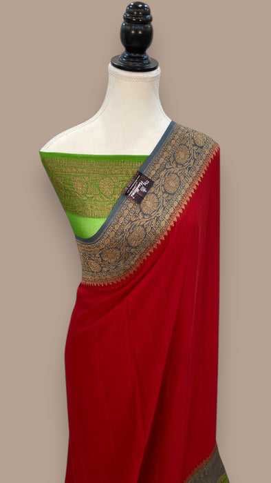 Pure Khaddi Georgette Handloom Banarasi Saree