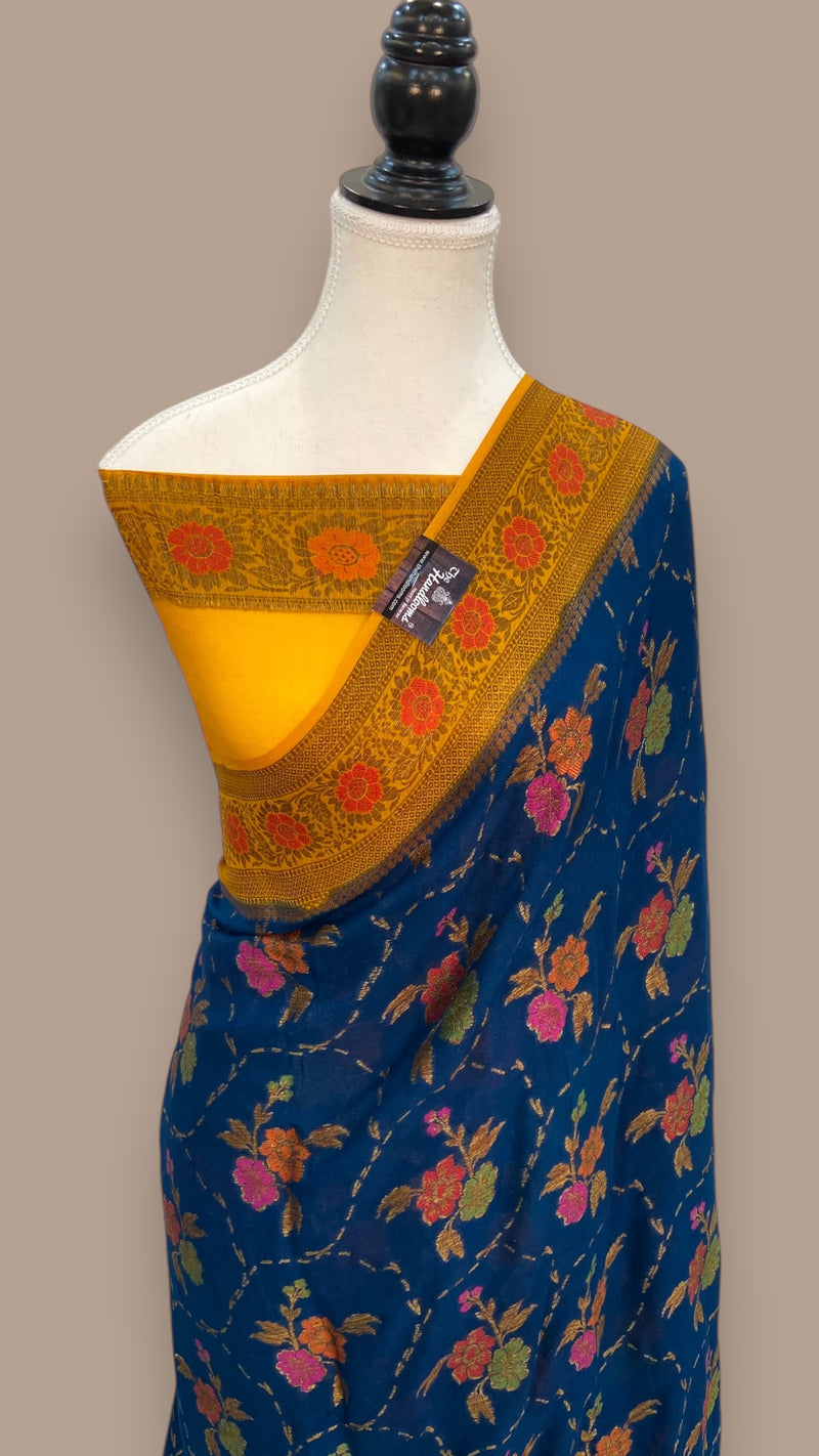 Pure Chiffon Khaddi Banarasi Saree - The Handlooms