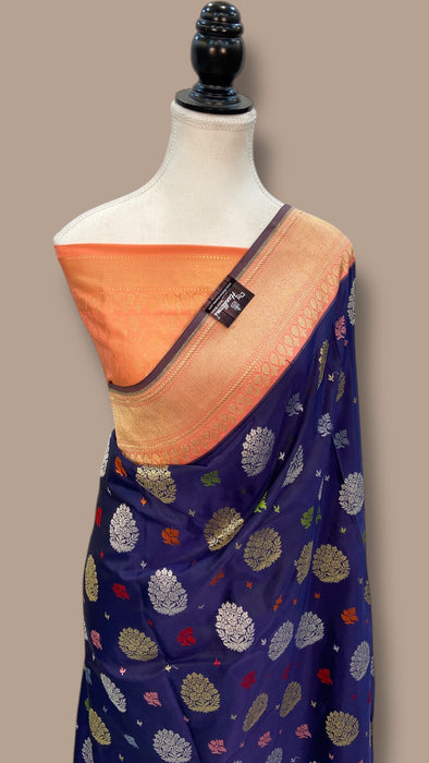 Pure Katan Silk Banarasi Handloom Saree - All over kadiyal Jaal work With Meenakari