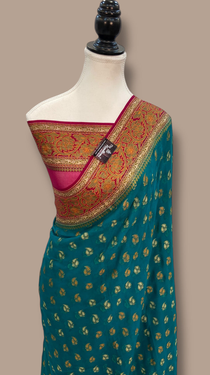 Pure Chiffon Khaddi Banarasi Saree - The Handlooms