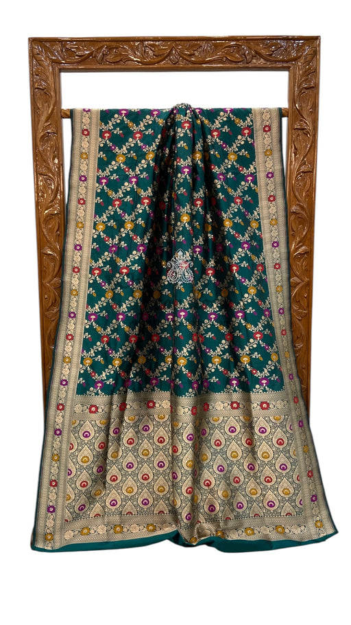 Pure Katan Silk Banarasi Handloom Saree - All over Jaal Work With Meenakari - The Handlooms