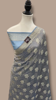 Pure Kora Tissue Crush Handloom Banarasi Saree - The Handlooms