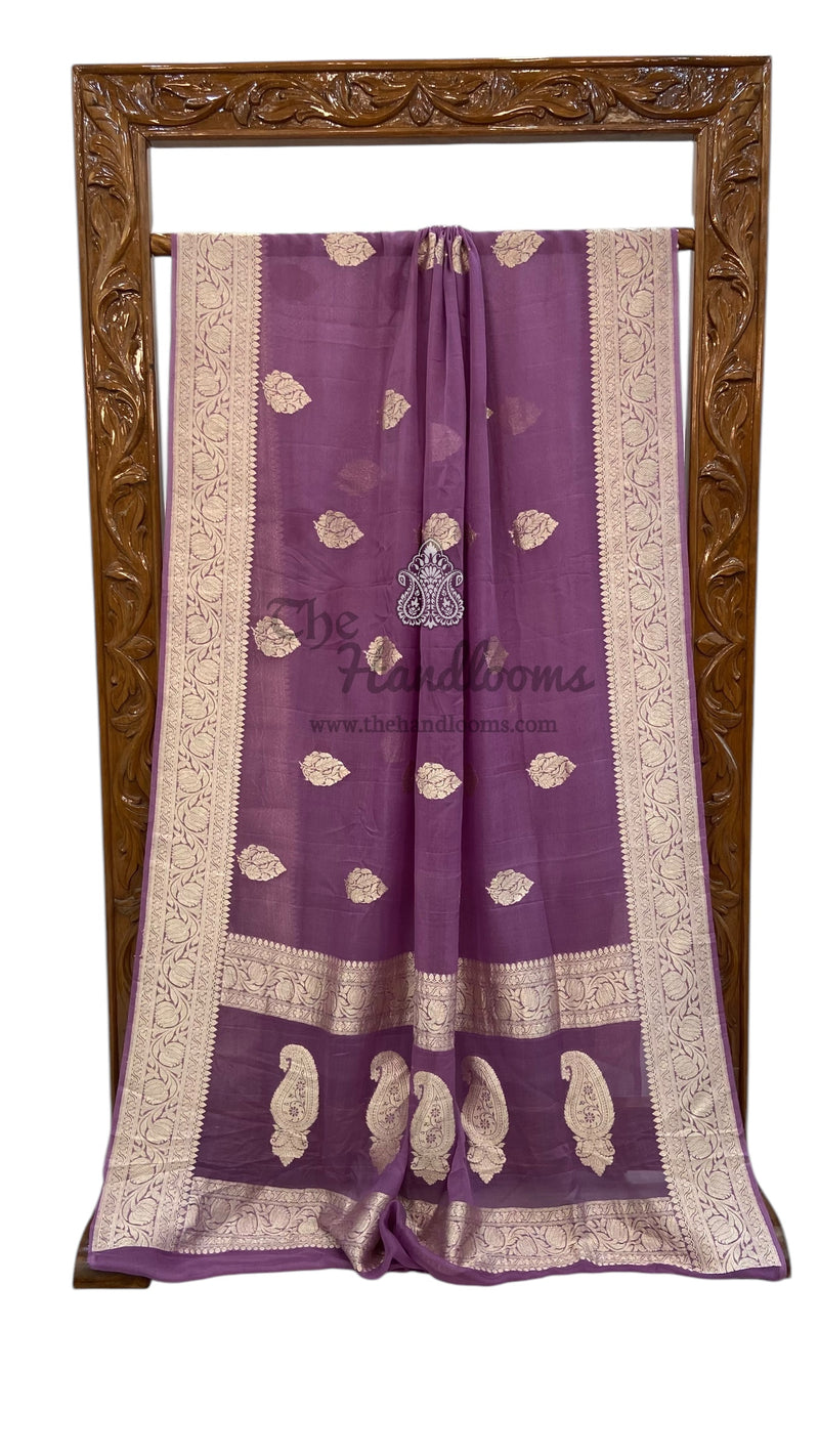 Pure Georgette Banarasi Saree Water zari - The Handlooms