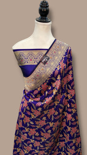 Pure Katan Silk Banarasi Handloom Saree - All over Jaal Work With Meenakari - The Handlooms