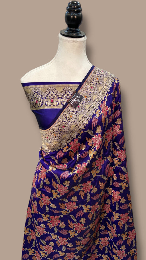 Pure Katan Silk Banarasi Handloom Saree - All over Jaal Work With Meenakari - The Handlooms