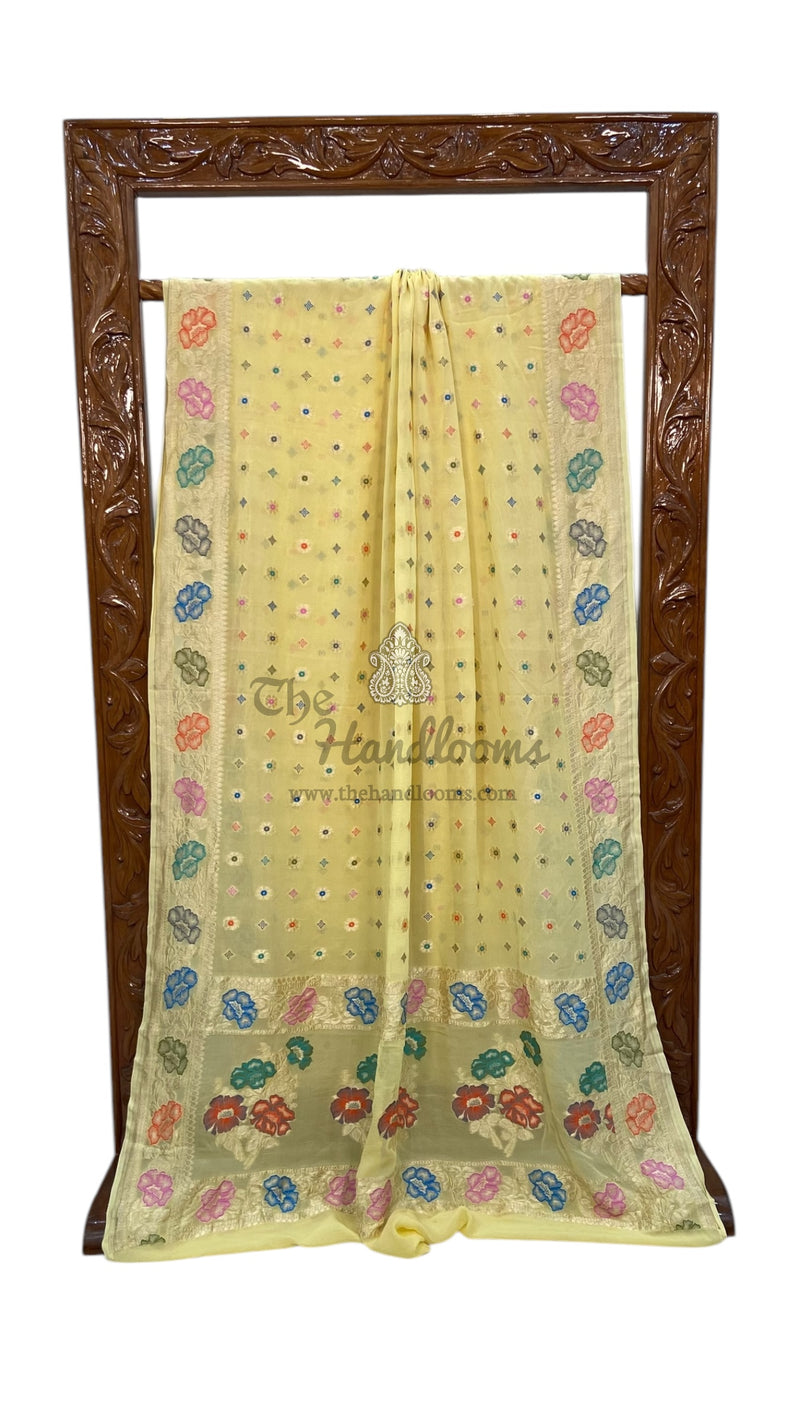Pure Khaddi Georgette Banarasi Saree -  water zari - The Handlooms