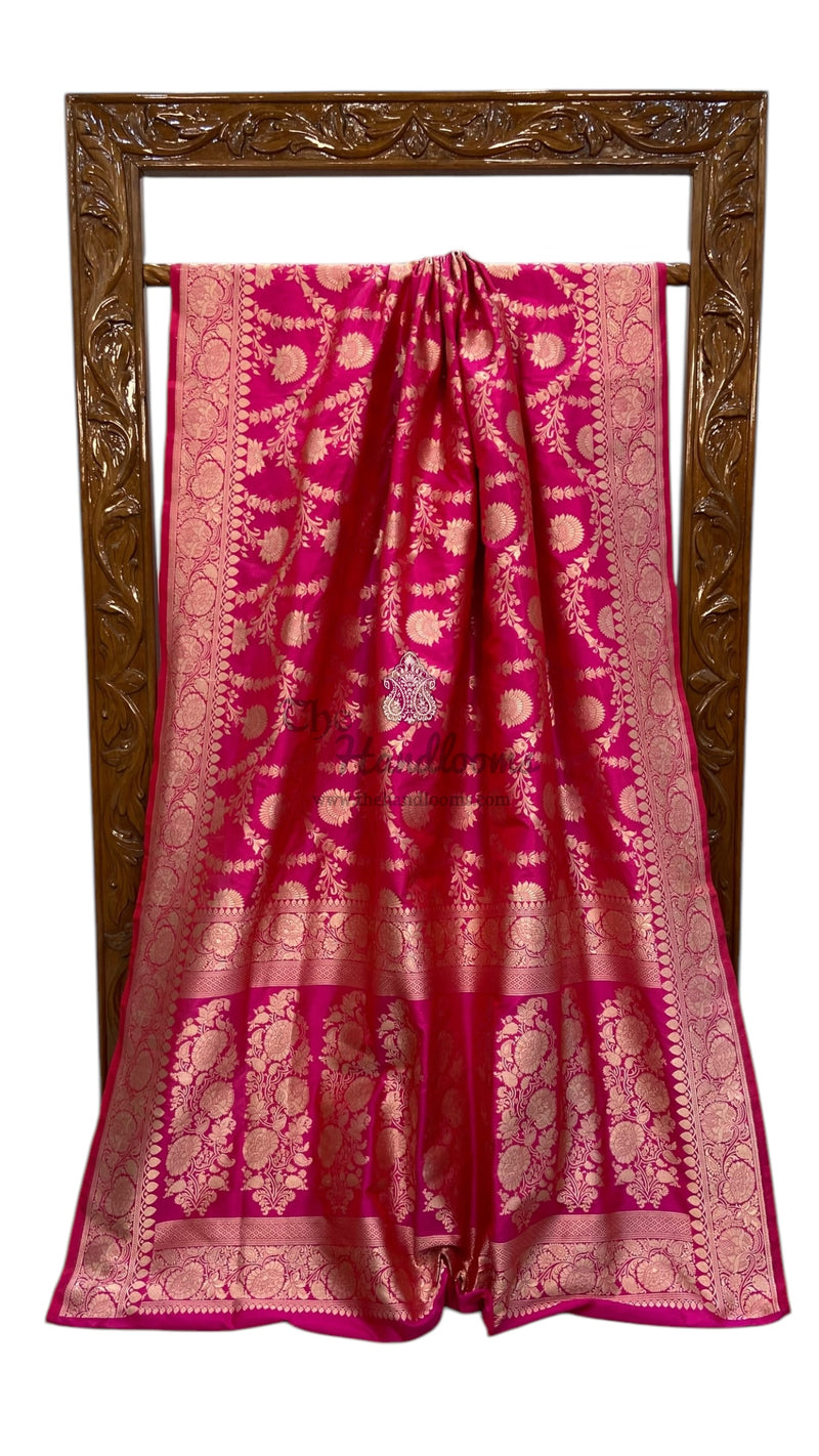 Pure Katan Silk Banarasi Handloom Saree - All over Jaal work - The Handlooms