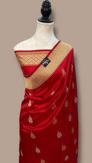Pure Katan Silk Banarasi Handloom Saree - All over Sona Roopa Kadua motifs with meenakari in Border - The Handlooms