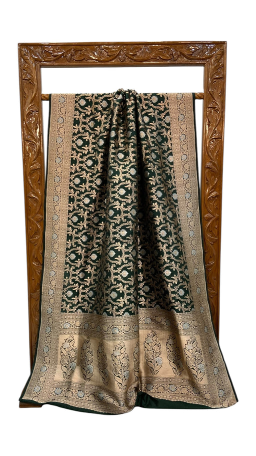 Pure Katan Silk Banarasi Handloom Saree - All over Sona Roopa Jaal Work - The Handlooms