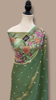 Pure Tissue Handloom Banarasi Saree With Chikankari - The Handlooms