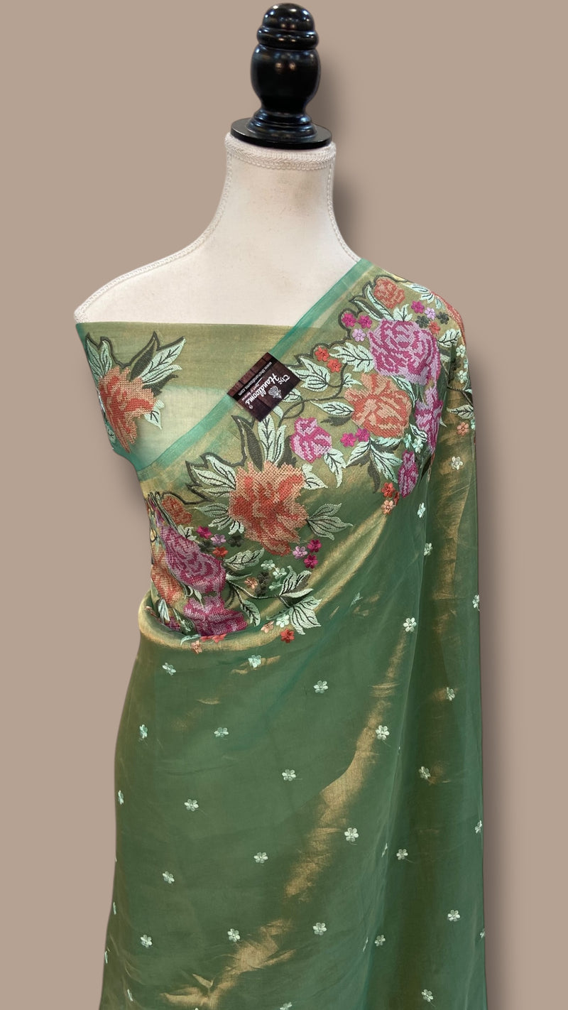 Pure Tissue Handloom Banarasi Saree With Chikankari - The Handlooms