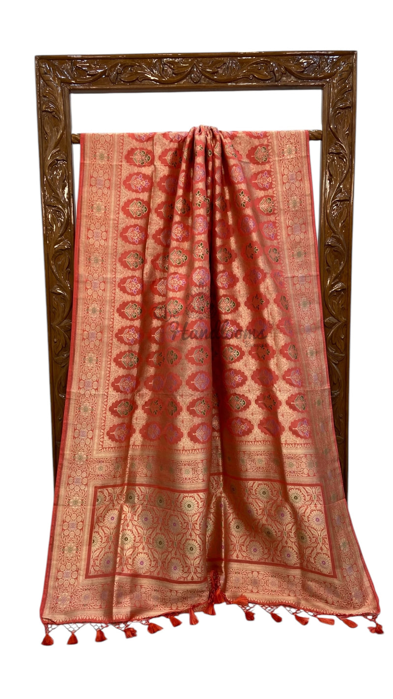 Pure Katan Silk Banarasi Handloom Saree - All over Jaal work - With Meenakari - The Handlooms