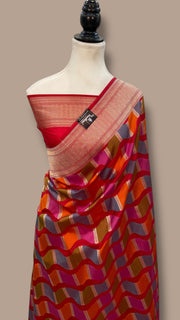 Pure Katan Silk Banarasi Handloom Saree - All over Jaal Work With Rangkart - The Handlooms