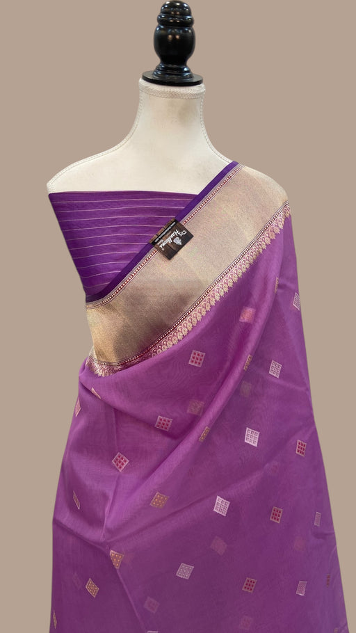 Pure Kora Handloom Banarasi All Over Kadua Motifs Saree - The Handlooms