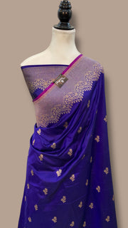 Pure Satan Silk Banarasi Handloom Saree - All over Motifs Work - The Handlooms