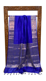 Royal Blue Pure Silk Banarasi Saree - The Handlooms