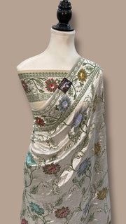 Pure Tussar Georgette Brocade Handloom Banarasi Saree - The Handlooms