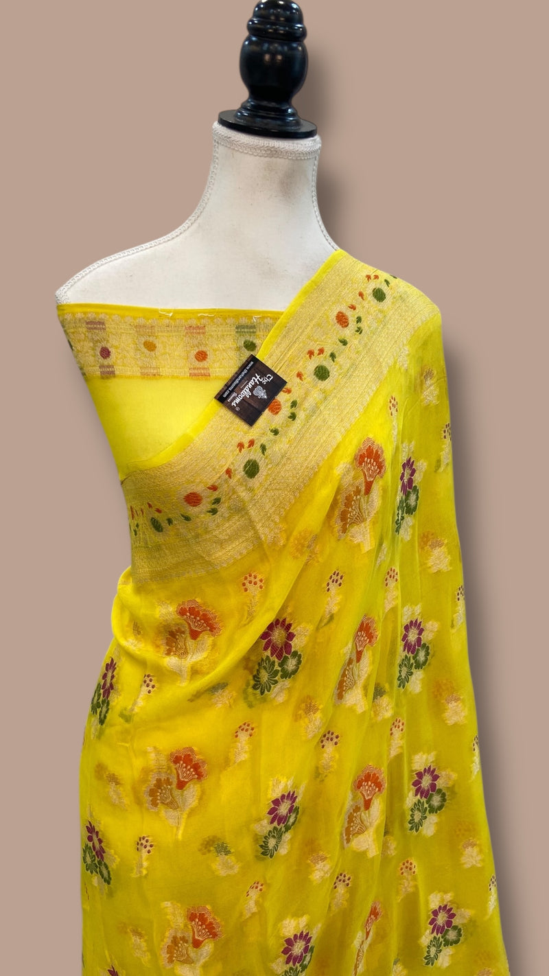 Pure Chiffon Khaddi Banarasi Saree - The Handlooms