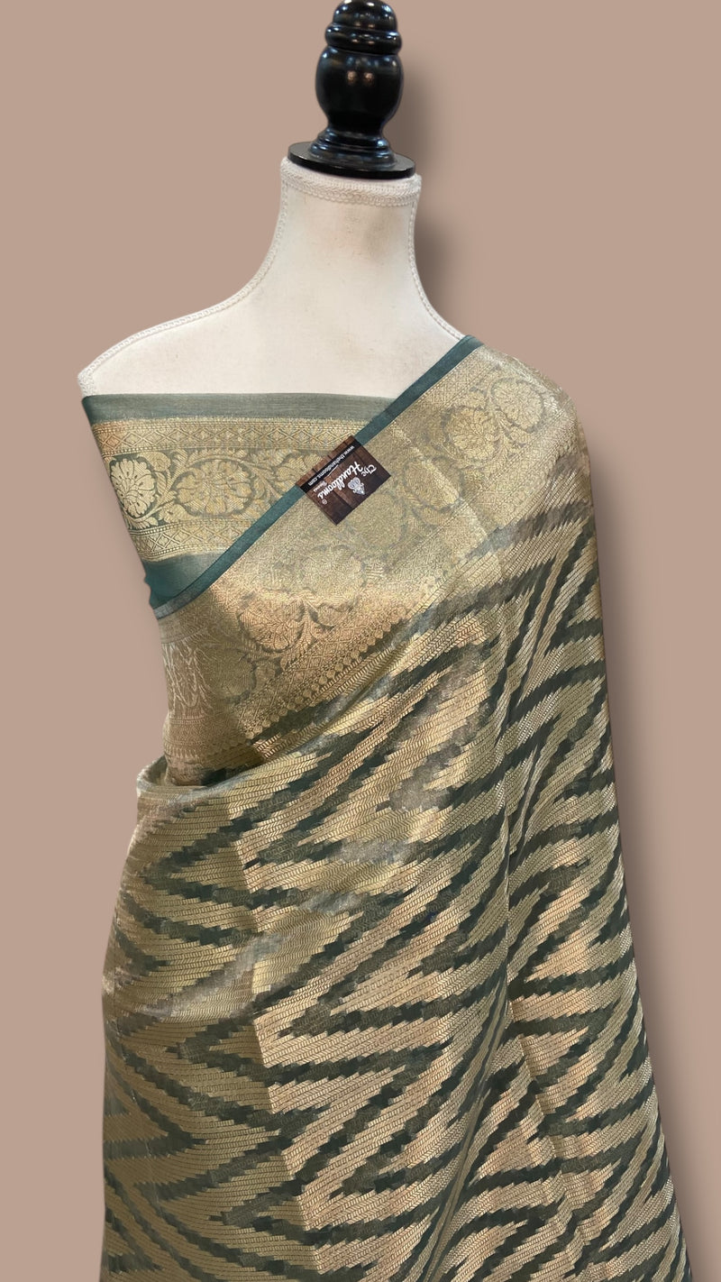 Pure Kora Tissue Tanchui Handloom Banarasi Saree - The Handlooms