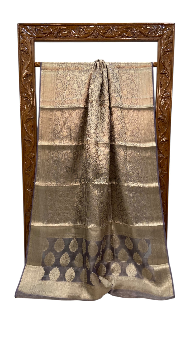 Pure Kora Tissue Tanchui Handloom Banarasi Saree - The Handlooms