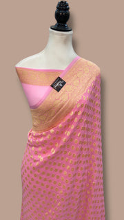 Khaddi Georgette Banarasi Saree - Gold zari - The Handlooms