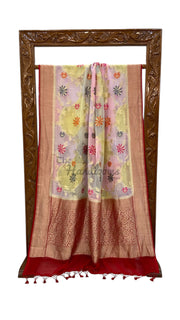 Pure Khaddi Georgette Handloom Banarasi Saree - All over Jaal Work With Meenakari - The Handlooms
