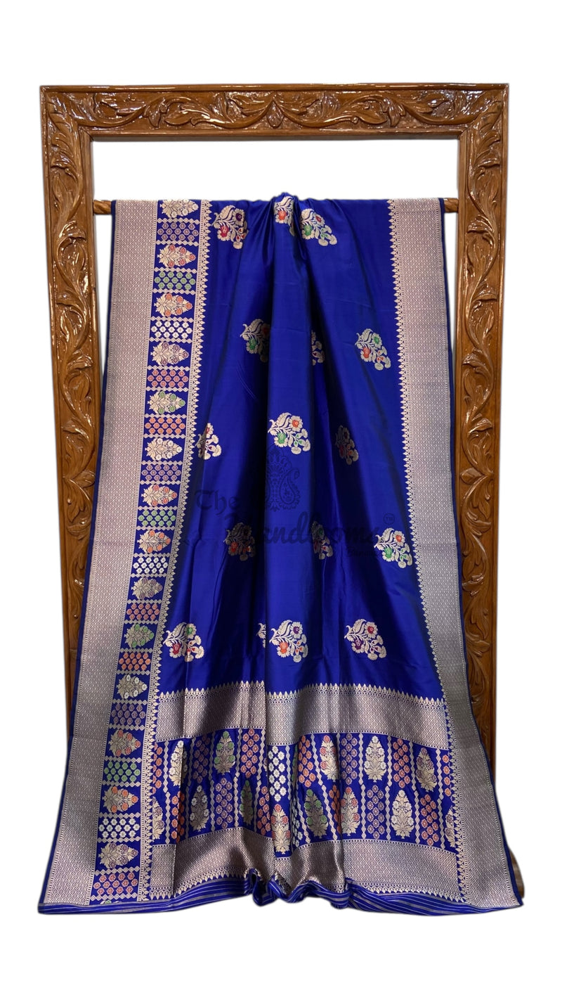Pure Katan Silk Banarasi Handloom Saree - All over Kadua motifs With Meenakari - The Handlooms