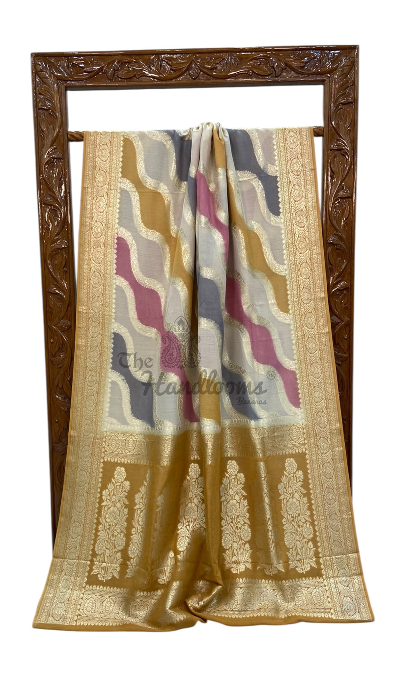 Moonga Georgette Handloom Banarasi Saree - Rangkat - The Handlooms