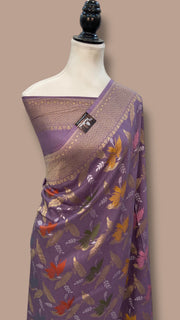 Moonga Georgette Handloom Banarasi Saree - The Handlooms