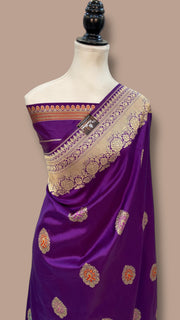 Pure Katan Silk Banarasi Handloom Saree - All over Kadua motifs With Meenakari - The Handlooms