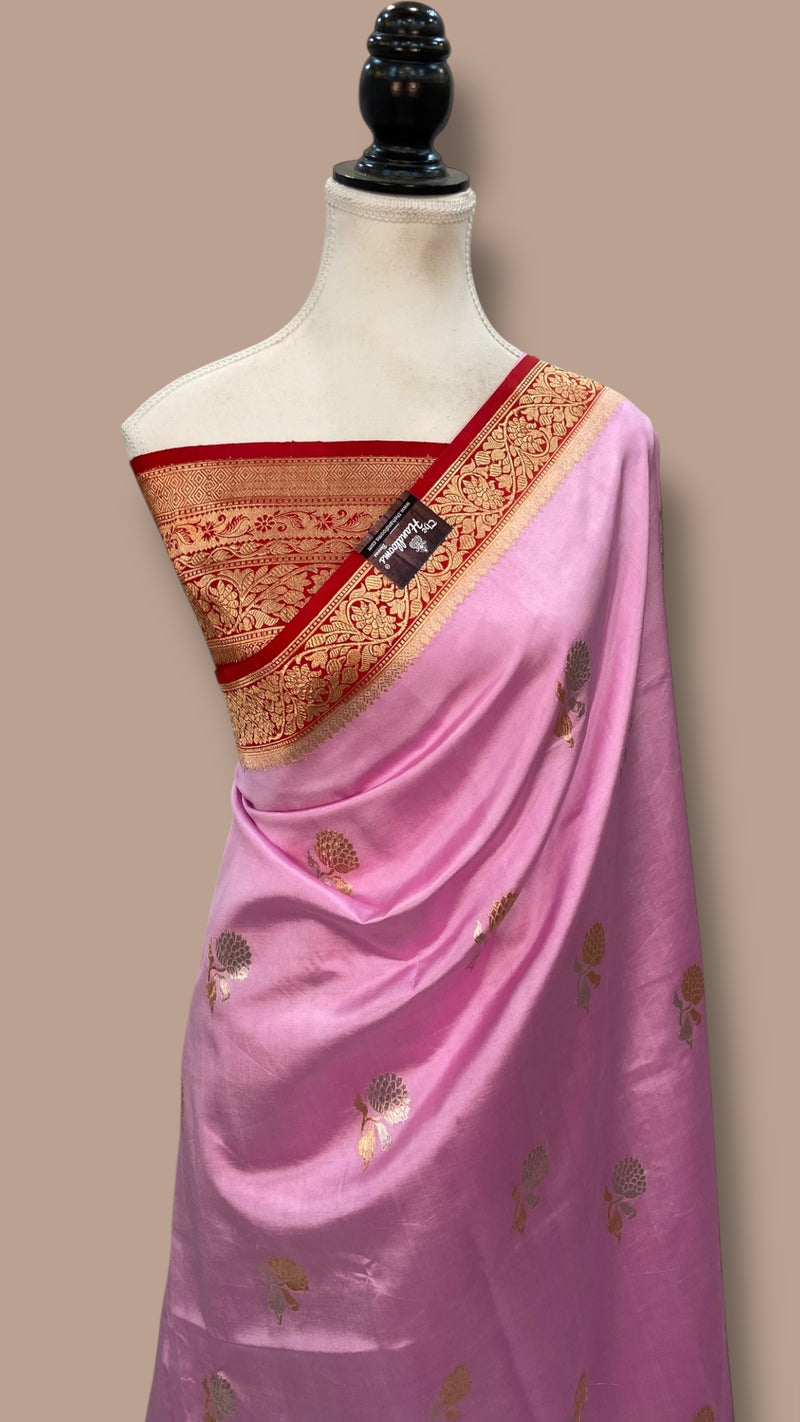 Pure Katan Silk Banarasi Handloom Saree - All over Kadua motifs - The Handlooms
