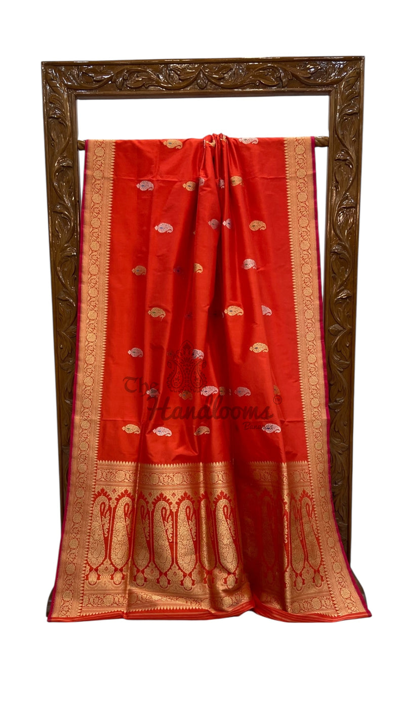 Pure Katan Silk Banarasi Handloom Saree - All Over Sona Roopa Kafua Motifs - The Handlooms