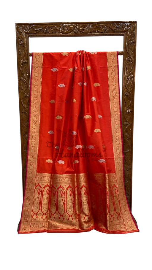 Pure Katan Silk Banarasi Handloom Saree - All Over Sona Roopa Kafua Motifs - The Handlooms