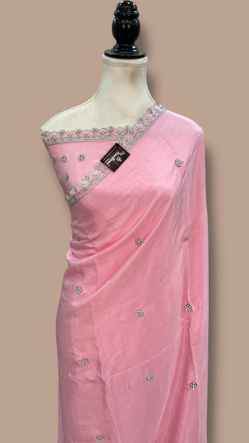 Pure Silk Handloom Banarasi Saree with Handwork Lace - The Handlooms