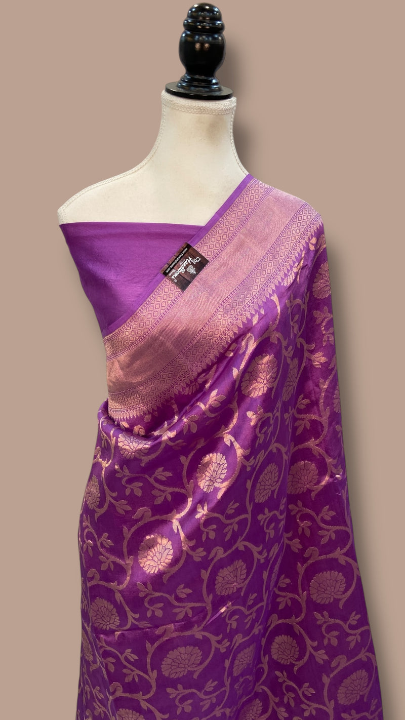 Pure Katan Silk Banarasi Handloom Saree - All Over Jaal Work - The Handlooms