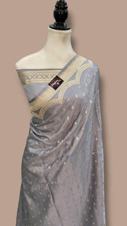 Pure Satan Silk Banarasi Handloom Saree - All over Motifs Work - The Handlooms