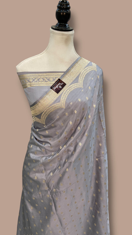 Pure Satan Silk Banarasi Handloom Saree - All over Motifs Work - The Handlooms