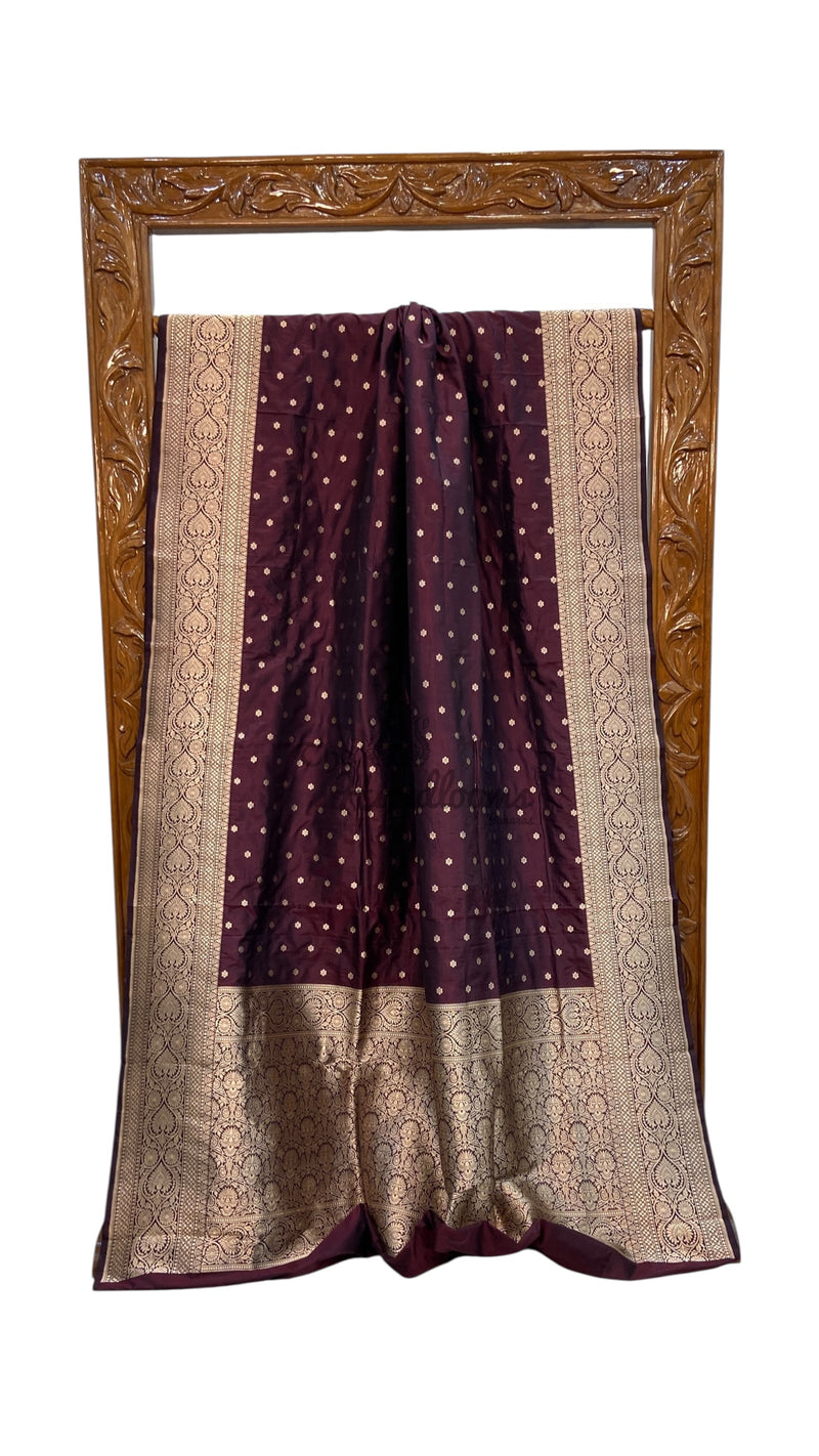 Pure Katan Silk Banarasi Handloom Saree - All Over Motifs - The Handlooms