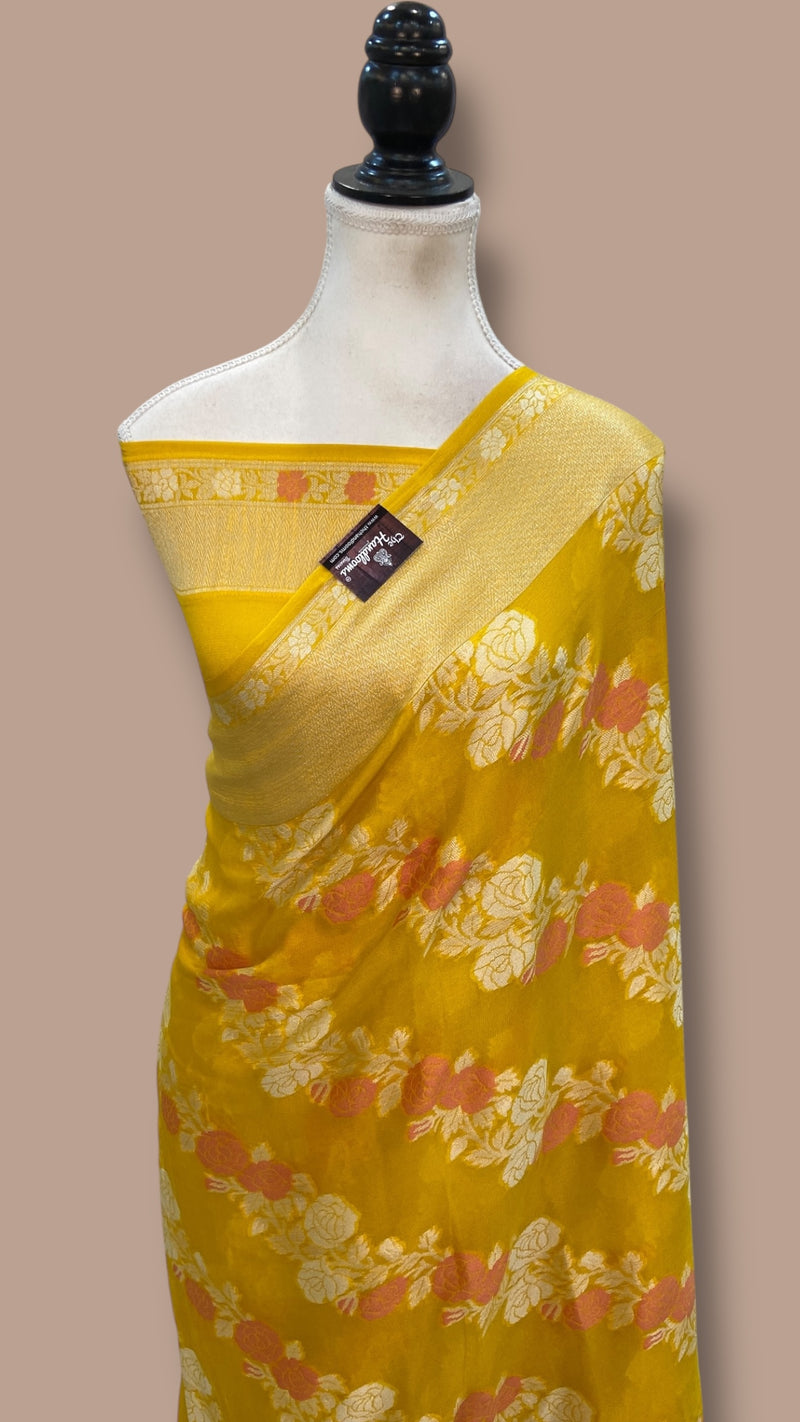 Pure Chiffon Khaddi Banarasi Saree - The Handlooms