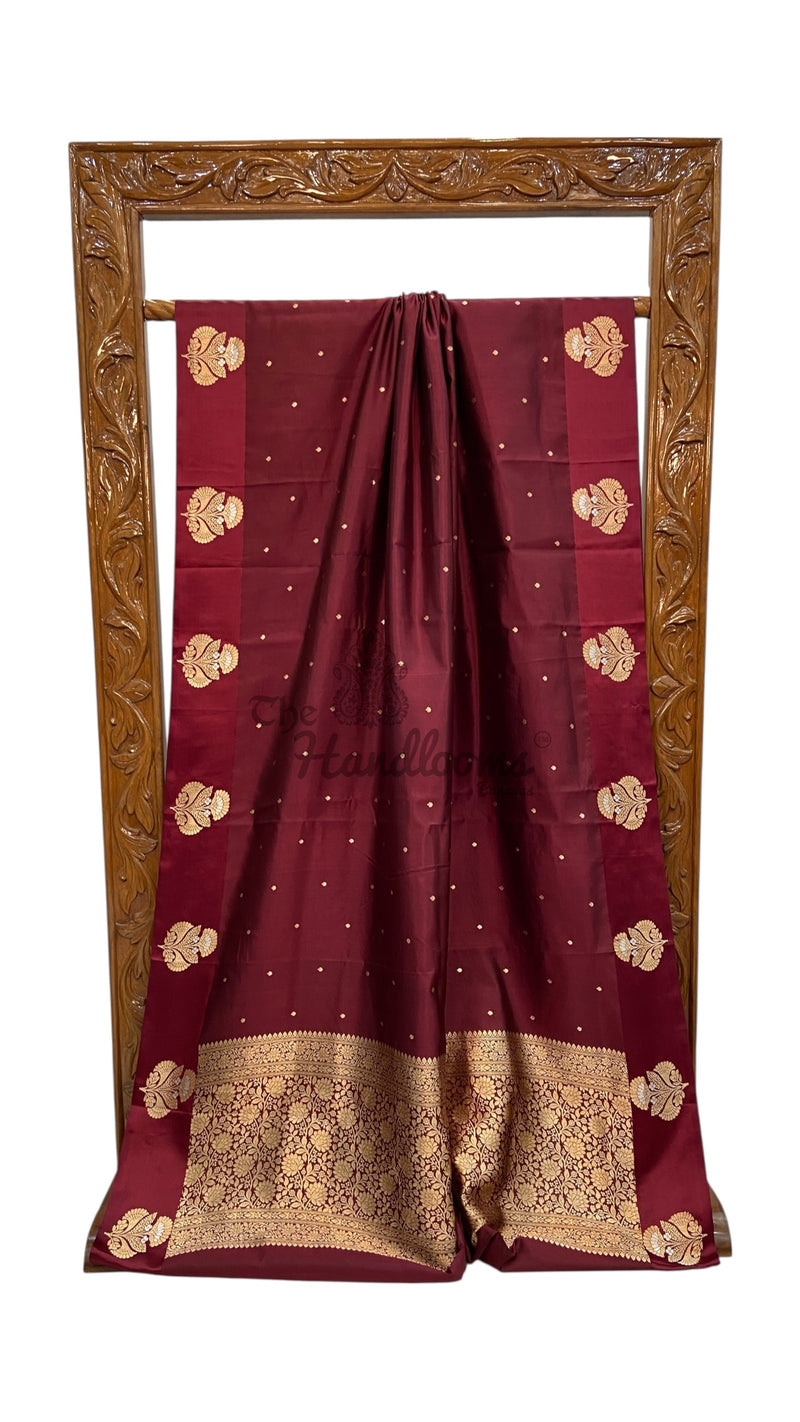 Pure Katan Silk Banarasi Handloom Saree - All over Kadua motifs - The Handlooms